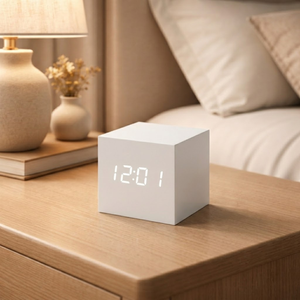 Minimalist Wooden LED Alarm Clock with Digital Display | Velzora