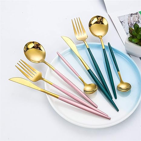 24-Piece Two-Tone Gold and Silver Stainless Steel Cutlery Set | Velzora