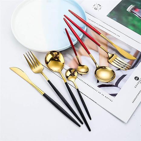24-Piece Two-Tone Gold and Silver Stainless Steel Cutlery Set | Velzora