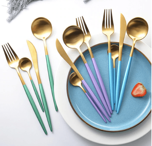 24-Piece Two-Tone Gold and Silver Stainless Steel Cutlery Set | Velzora