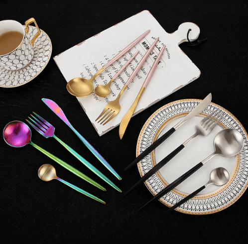 24-Piece Two-Tone Gold and Silver Stainless Steel Cutlery Set | Velzora