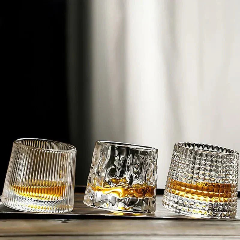 Velzora - Verre à whisky texturé rotatif en verre soufflé | Velzora