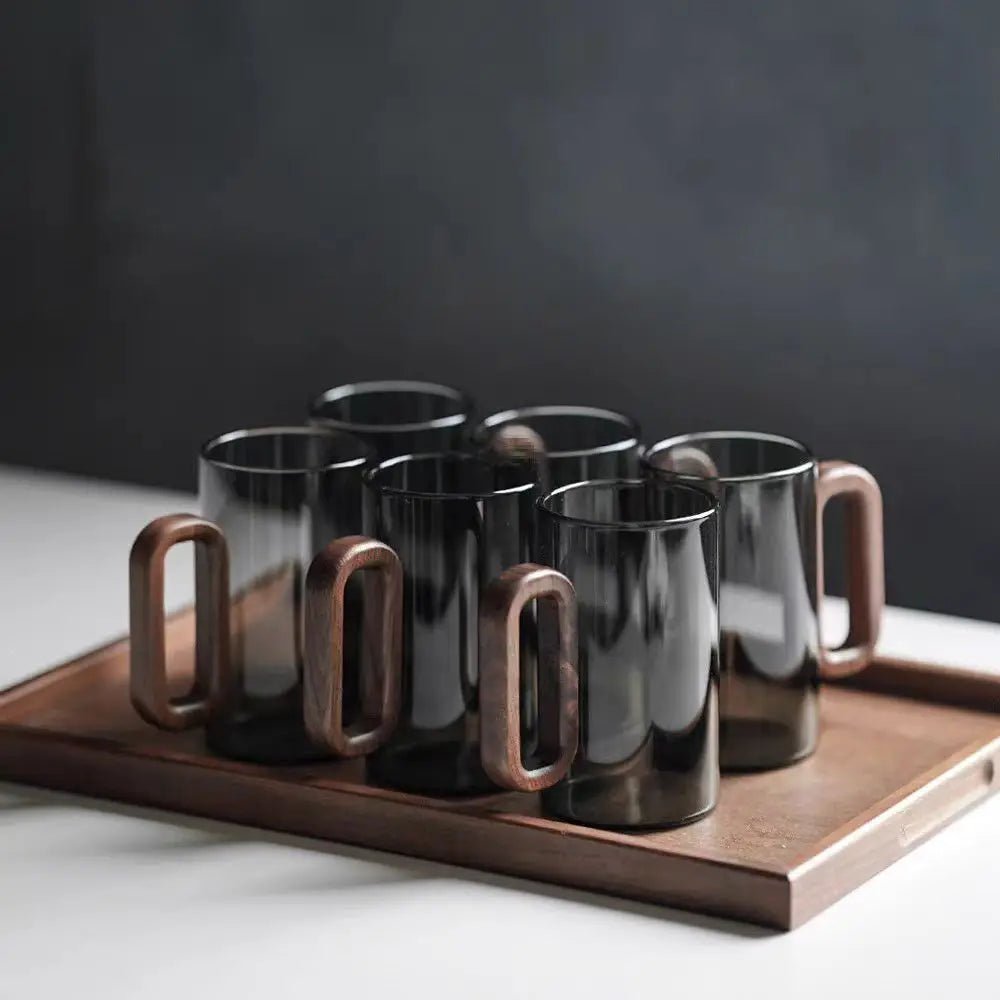 Velzora - Mug en verre borosilicate avec anse en bois naturel | Velzora
