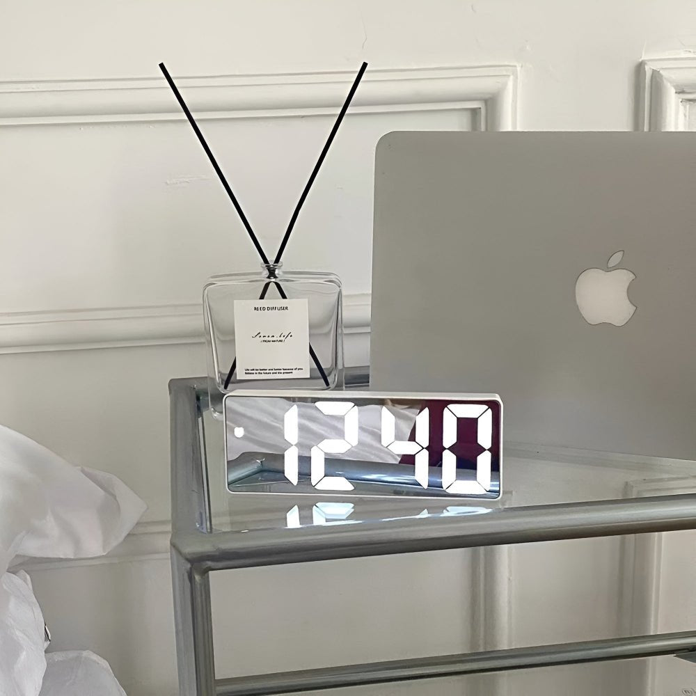 Velzora - Réveil numérique miroir LED design minimaliste en ABS