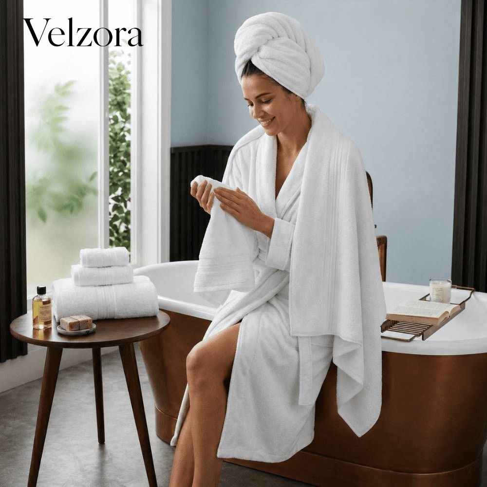 Velzora - Serviette de bain en coton égyptien – Lot doux et absorbant | Velzora