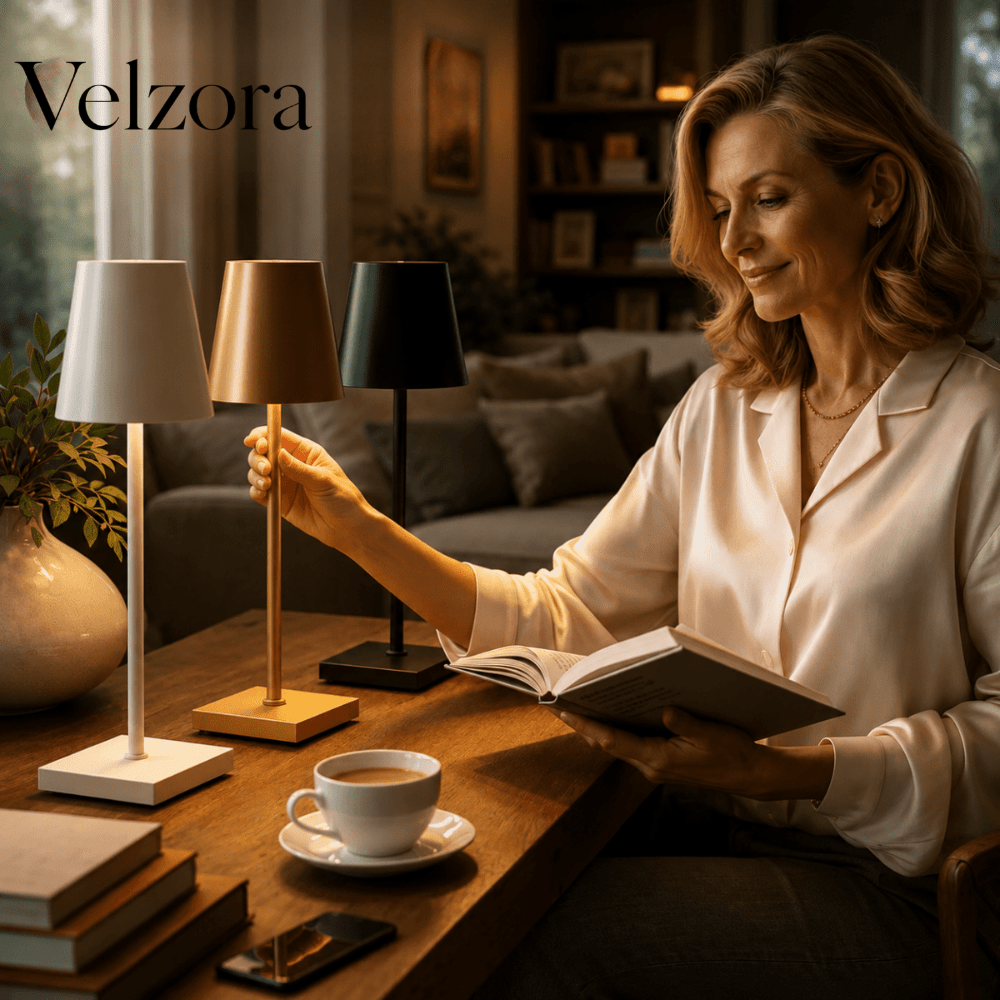 Velzora - Lampe de table rechargeable en aluminium minimaliste | Velzora