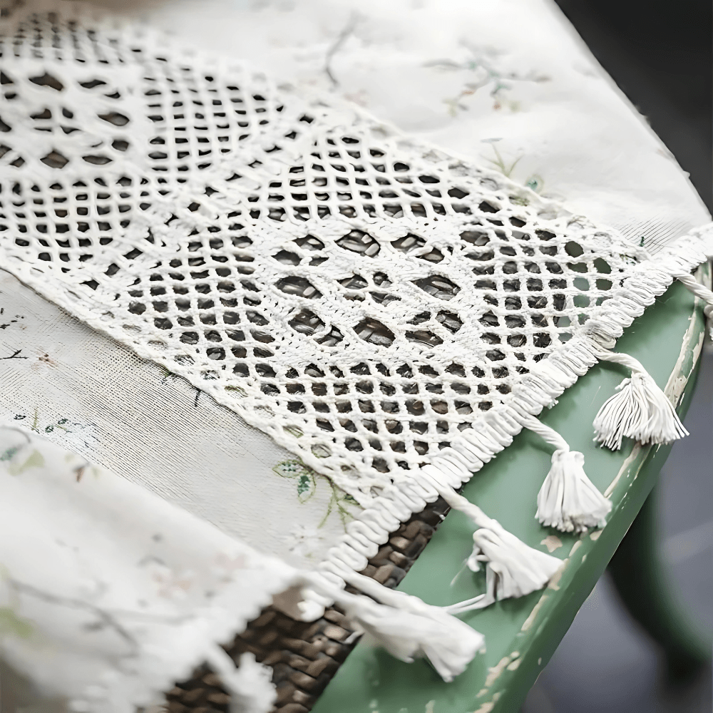 Velzora - Rideau en dentelle florale semi-occultant patchwork