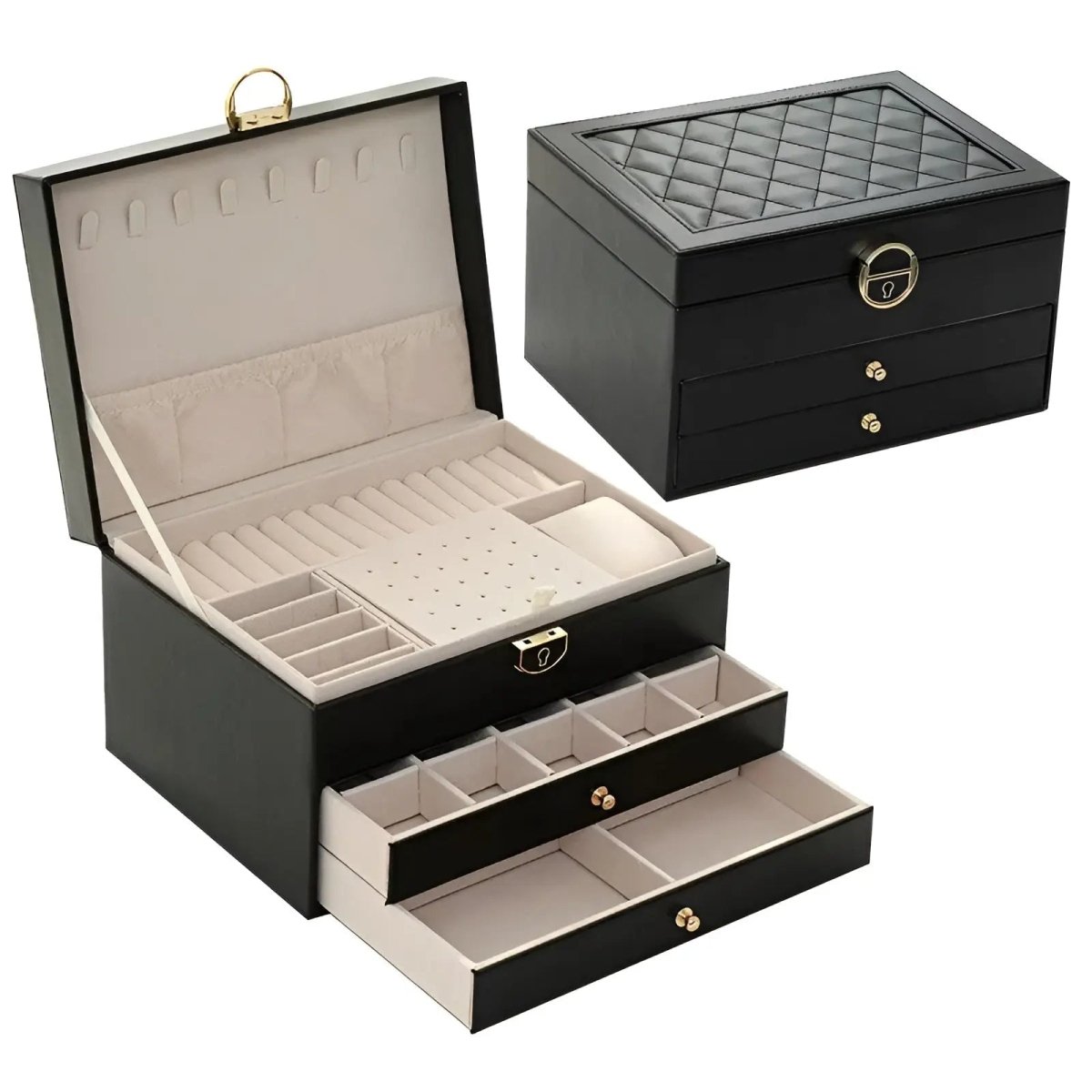 Velzora - Boîte à bijoux en simili cuir à compartiments superposés | Velzora