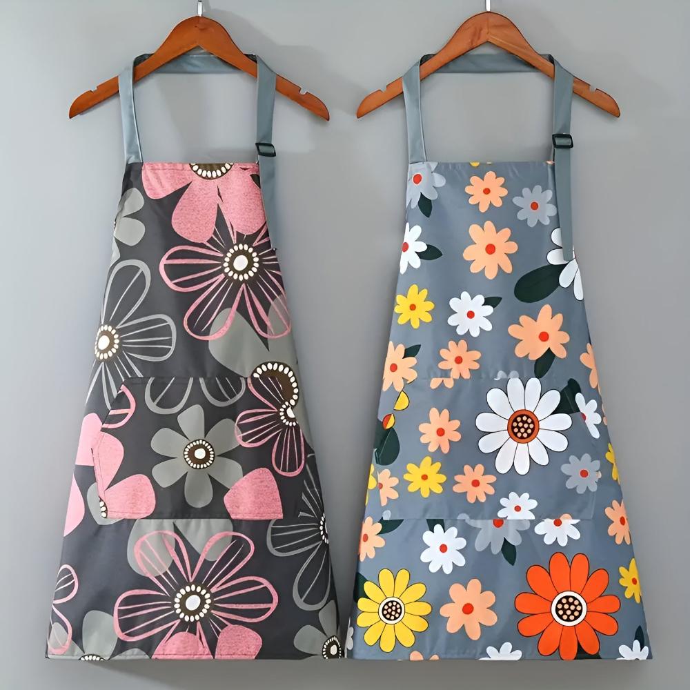 Velzora - Tablier de cuisine en coton enduit à imprimé floral vintage | Velzora