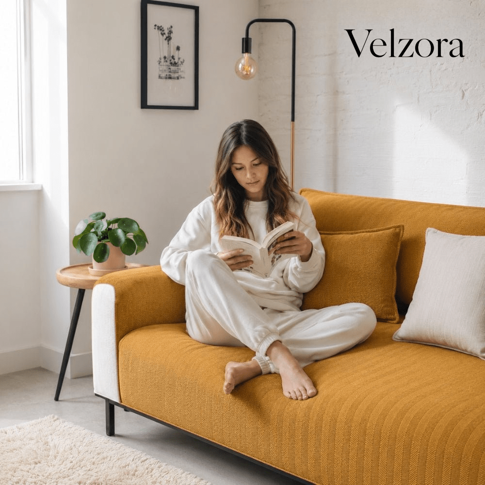 Velzora - Jeté de canapé antidérapant en tissu doux texturé | Velzora