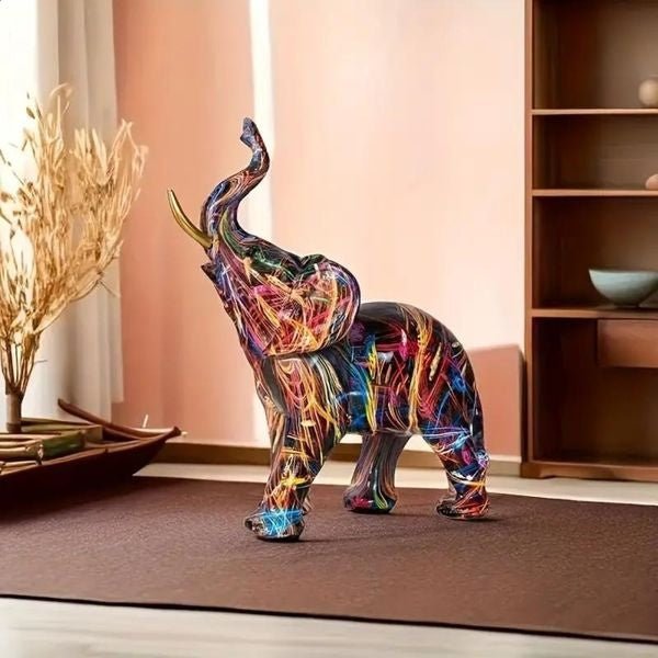 Velzora - Statuette d’éléphant en résine peinte style graffiti | Velzora