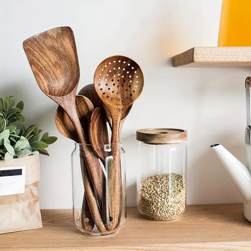 Velzora - Set d’ustensiles de cuisine en bois naturel (5 pièces) | Velzora