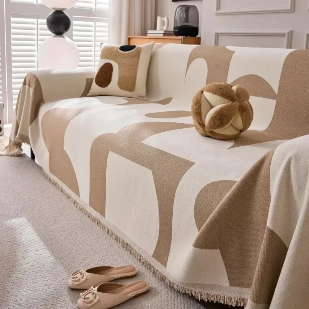 Velzora - Housse de canapé en chenille texturée à motif jacquard bohème | Velzora