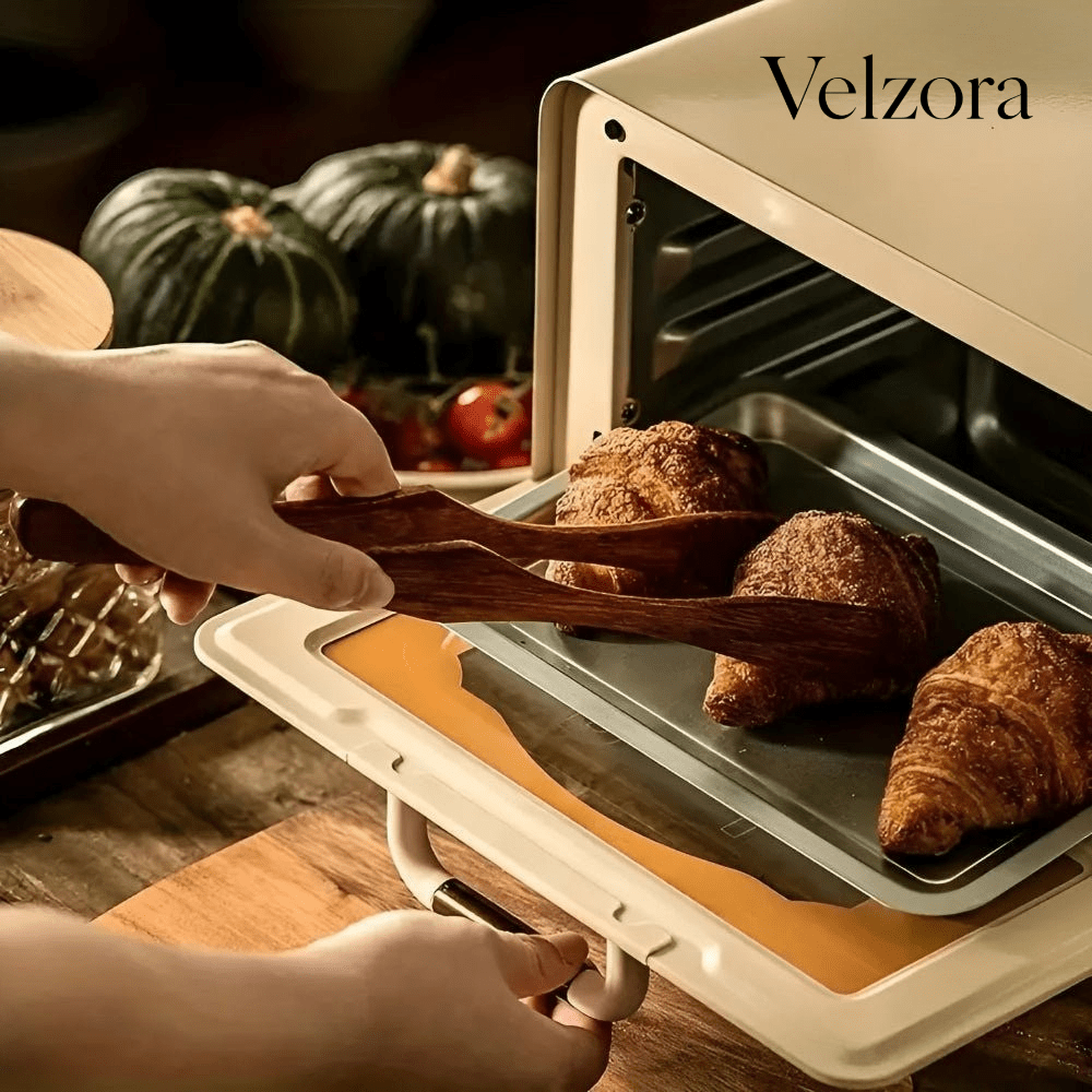 Velzora - Pinces de cuisine en bois naturel, finition résistante à la chaleur