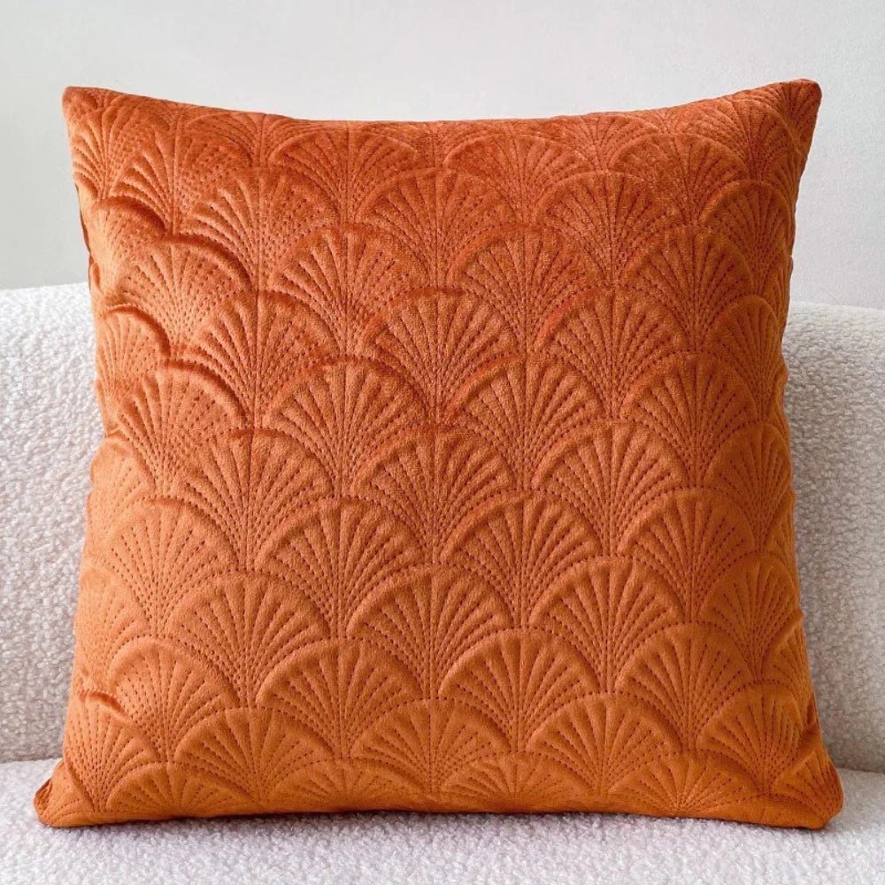 Velzora - Housse de coussin en velours côtier à motif coquillage texturé