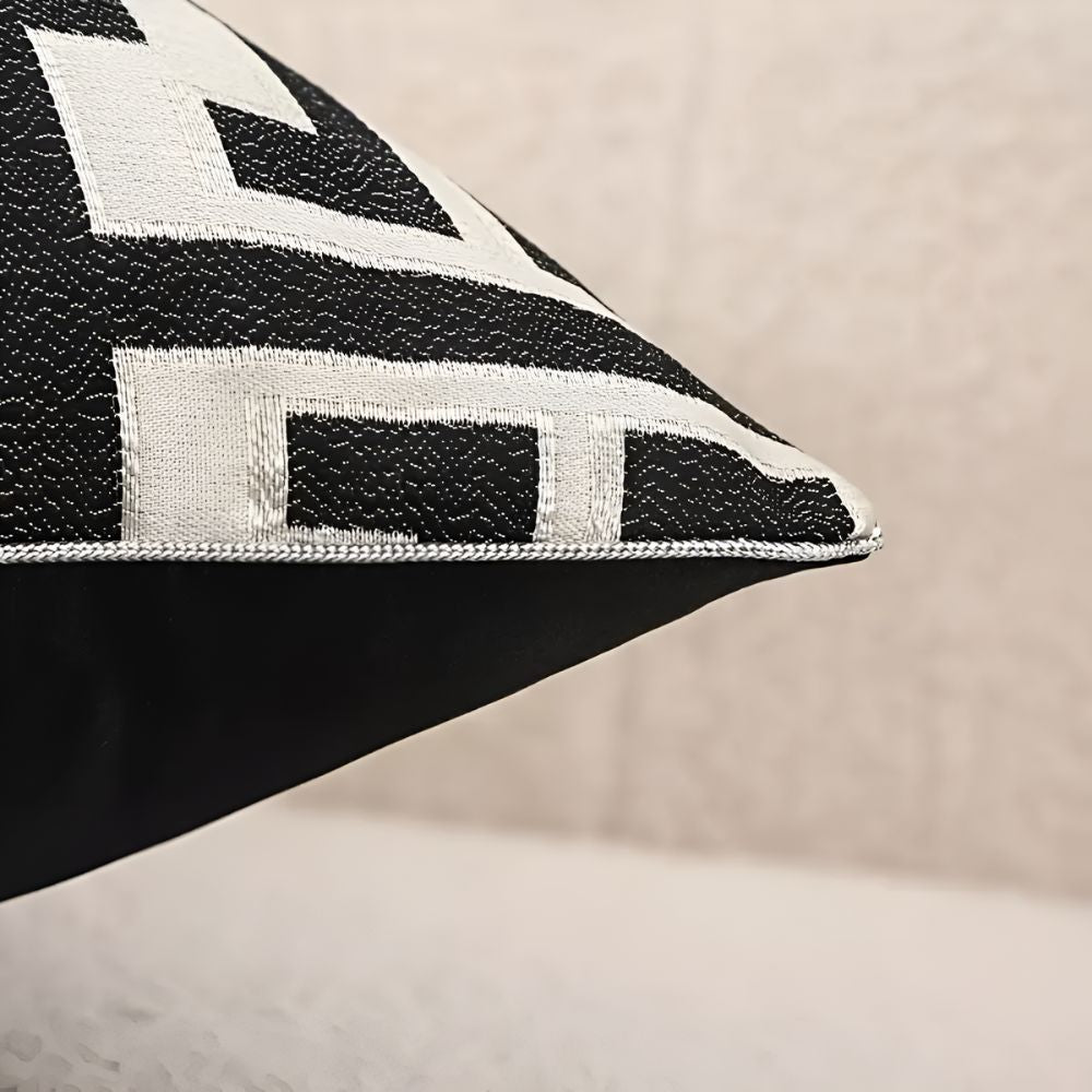 Velzora - Housse de coussin jacquard en velours texturé 45×45 cm