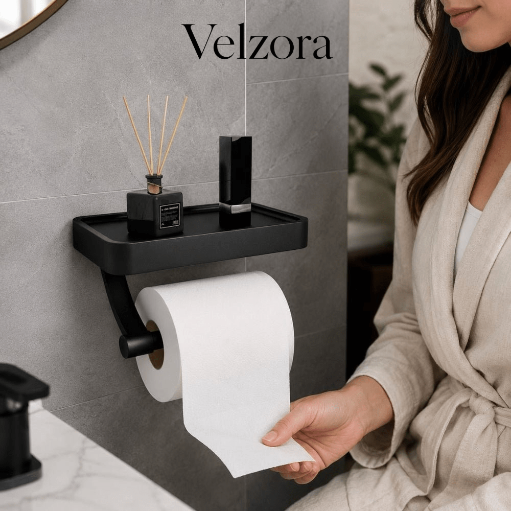 Velzora - Porte-papier toilette mural en acier inoxydable | Velzora