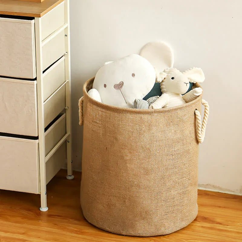 Velzora - Panier à linge pliable en coton-lin imperméable