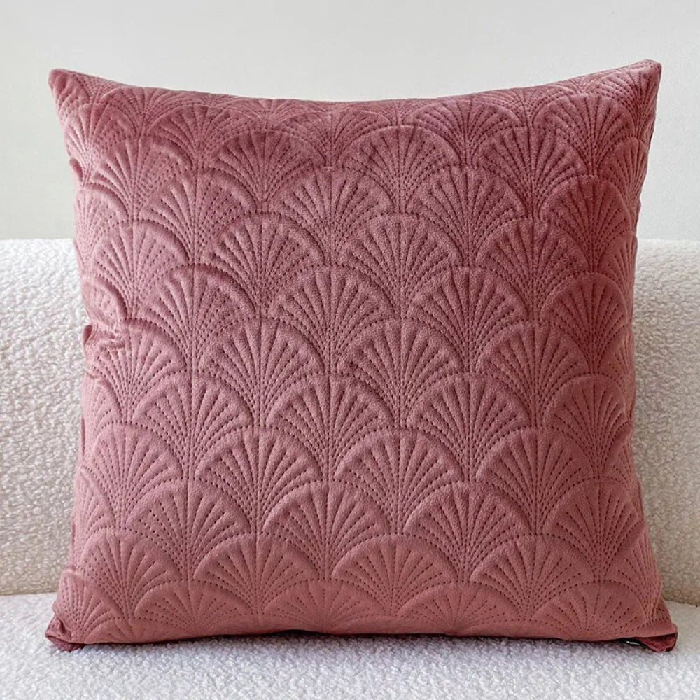Velzora - Housse de coussin en velours côtier à motif coquillage texturé