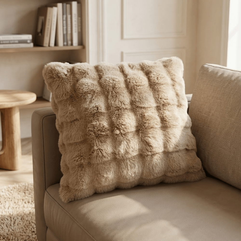 Velzora - Housse de coussin décoratif en fausse fourrure douce