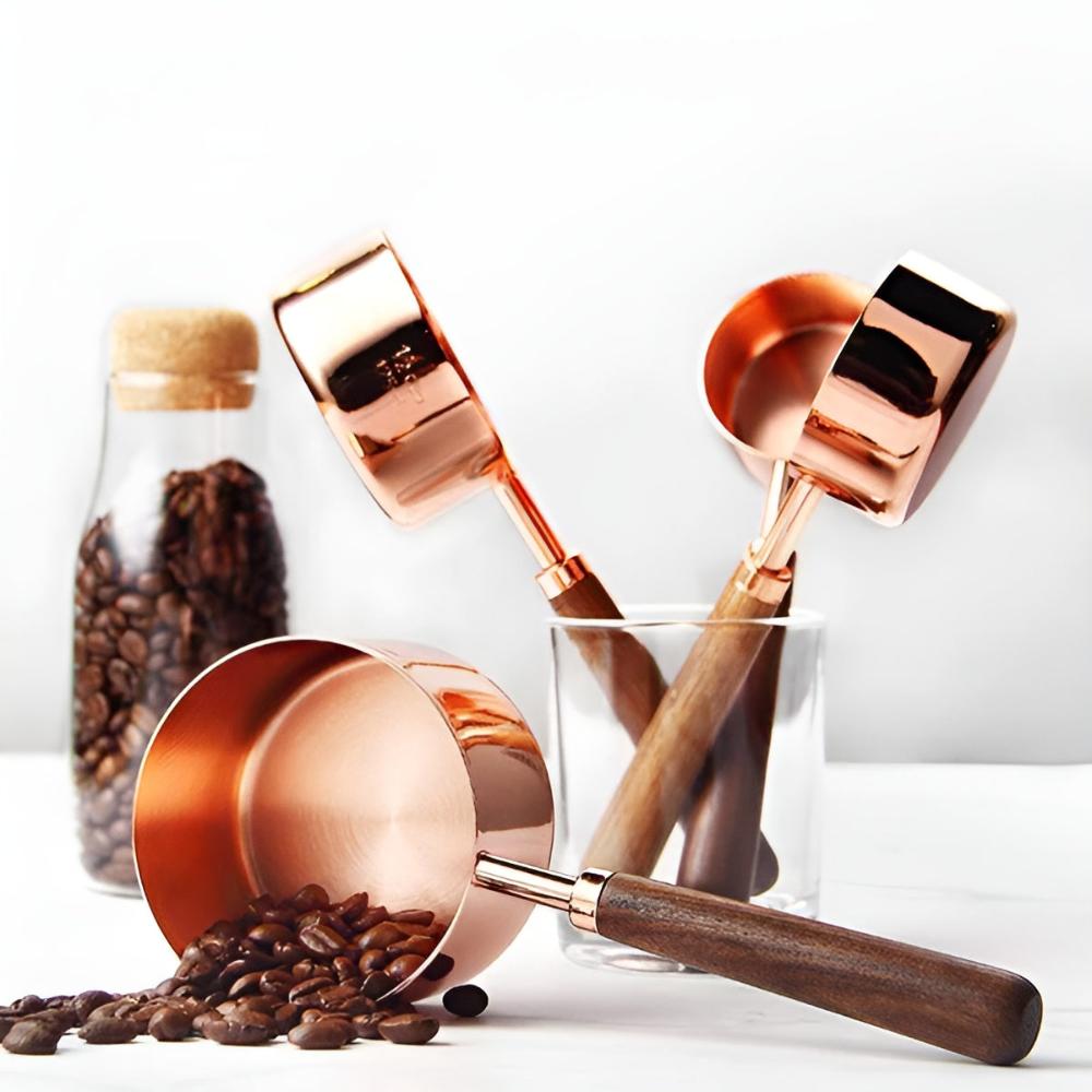 Velzora - Set doseurs acier cuivré & noyer | Velzora