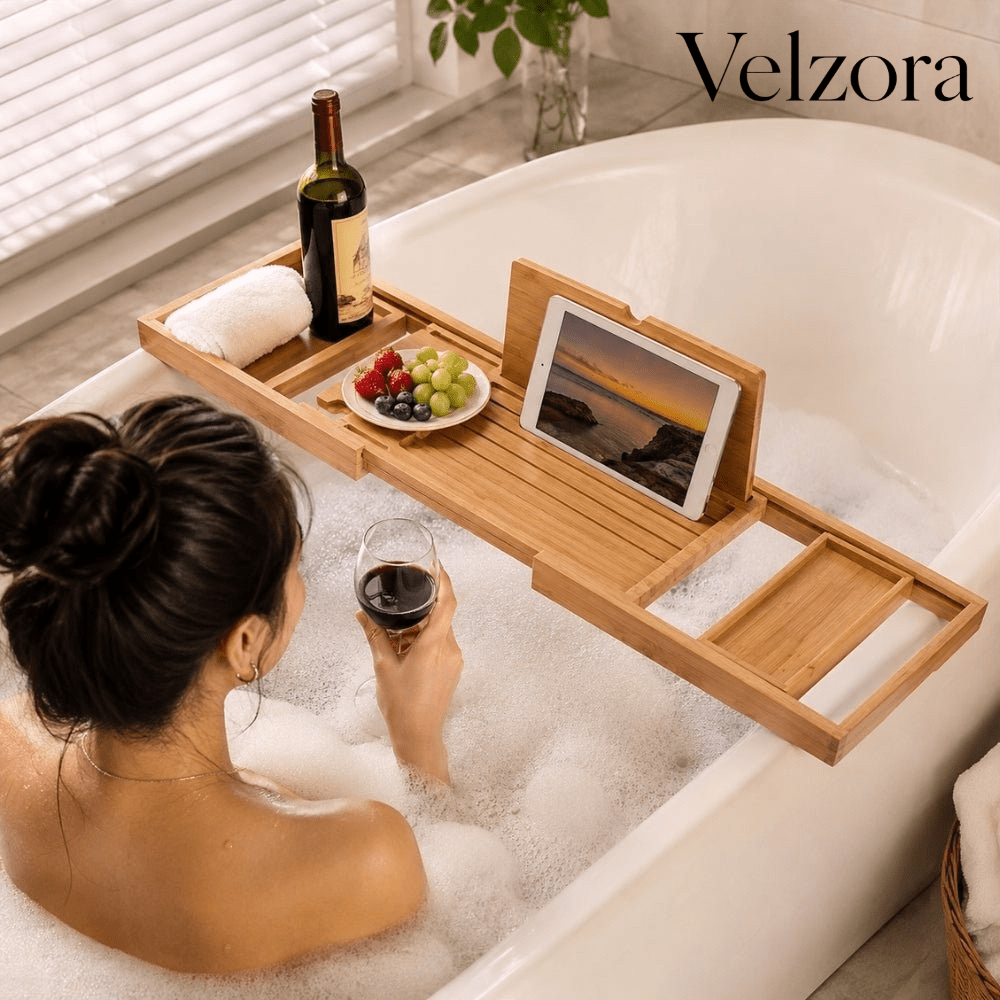 Velzora - Plateau de bain en bois ajustable | Velzora