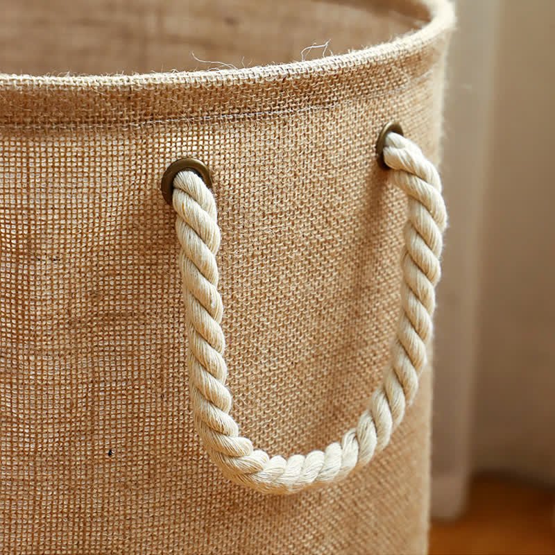 Velzora - Panier à linge pliable en coton-lin imperméable