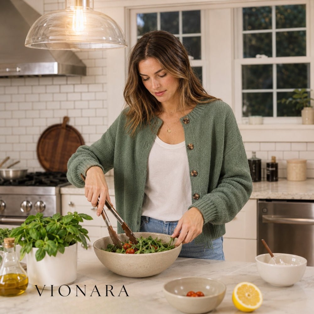 Velzora - Pinces de cuisine en acier inox et bois texturé, lot de 2 | Velzora