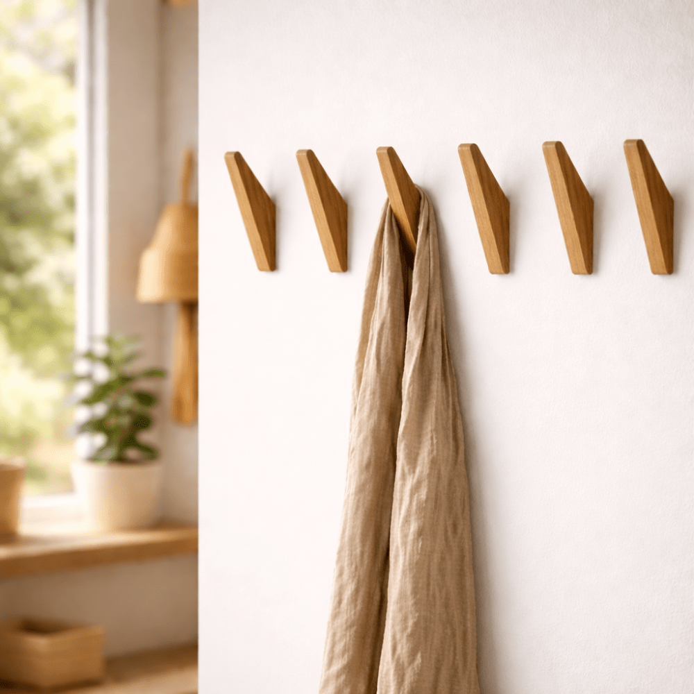 Velzora - Crochets muraux en bois naturel – Lot sculpté à la main | Velzora