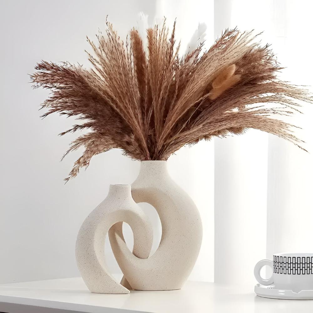 Velzora - Duo de vases en céramique mate, formes abstraites entrelacées