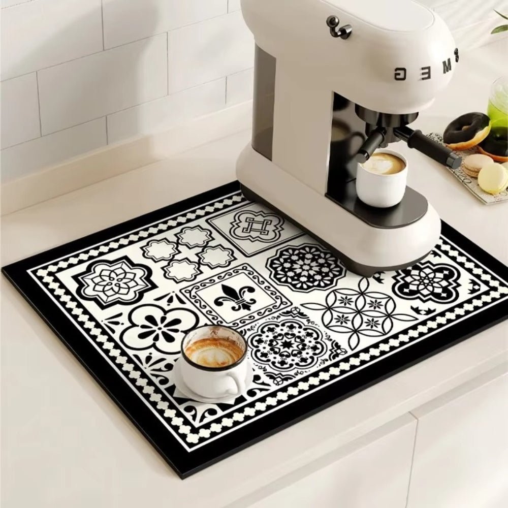 Velzora - Tapis absorbant antidérapant à motif carreaux rétro pour café ou évier
