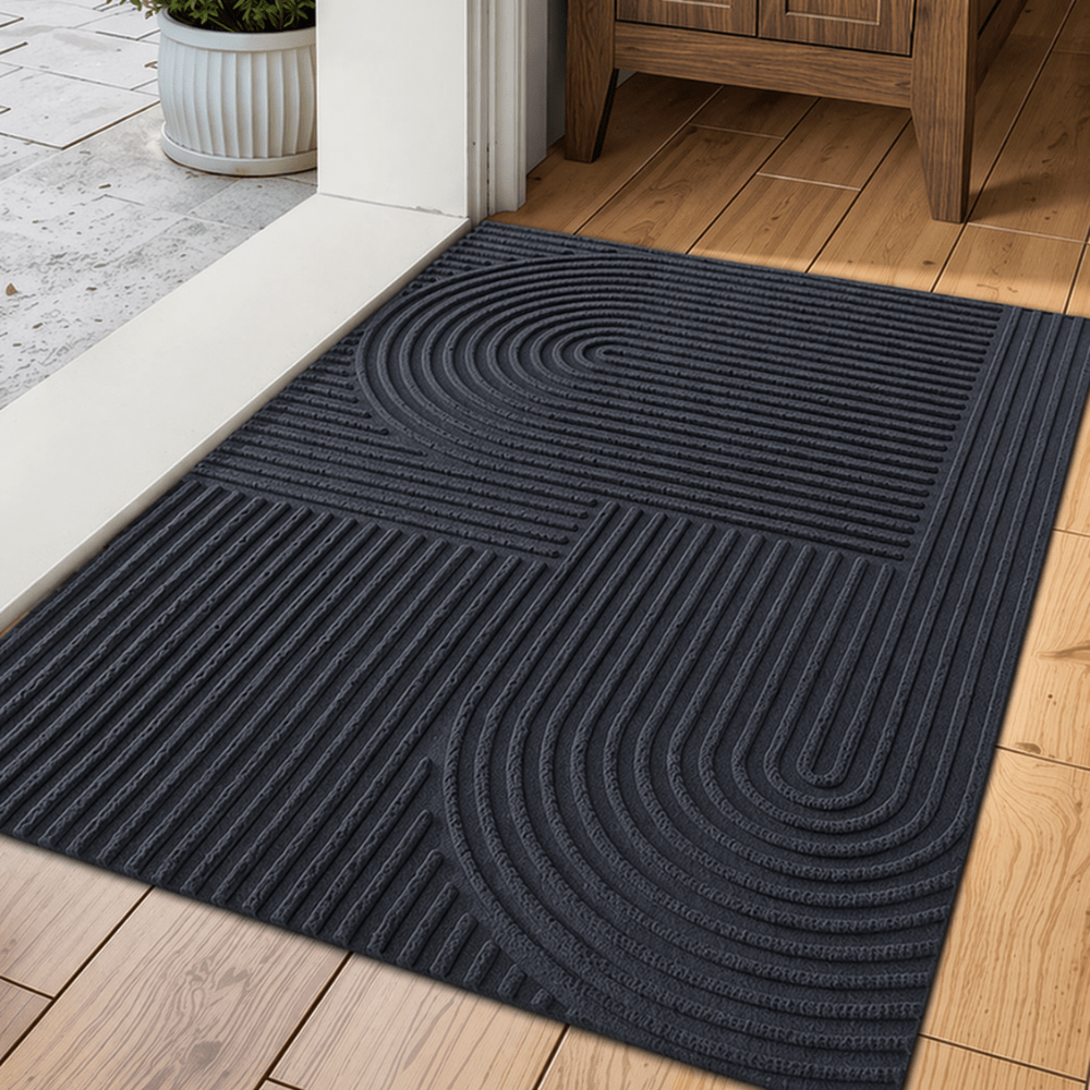 Velzora - Paillasson absorbant à lignes courbes en microfibre | Velzora