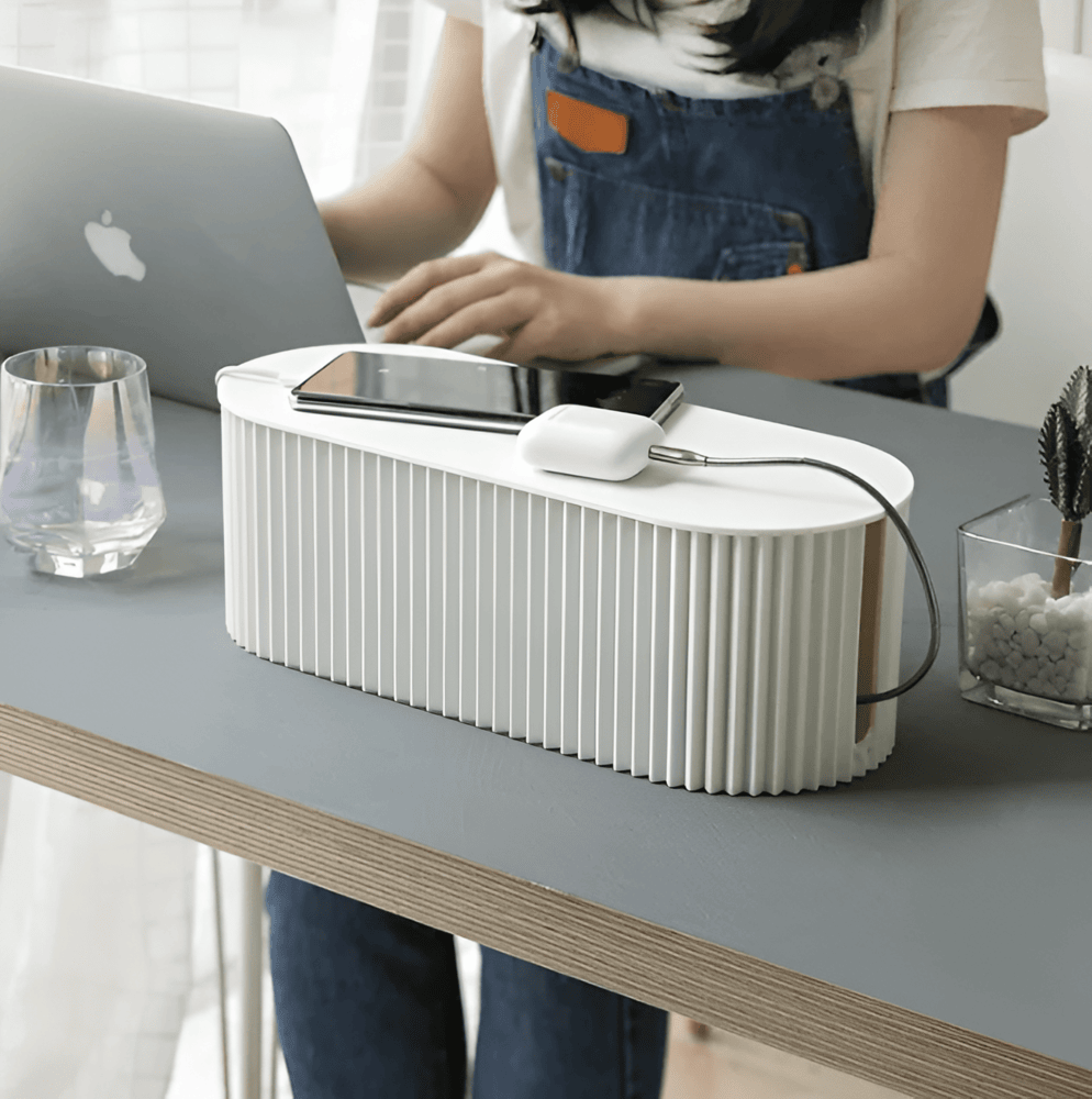 Velzora - Boîte de rangement pour câbles en plastique nervuré minimaliste | Velzora