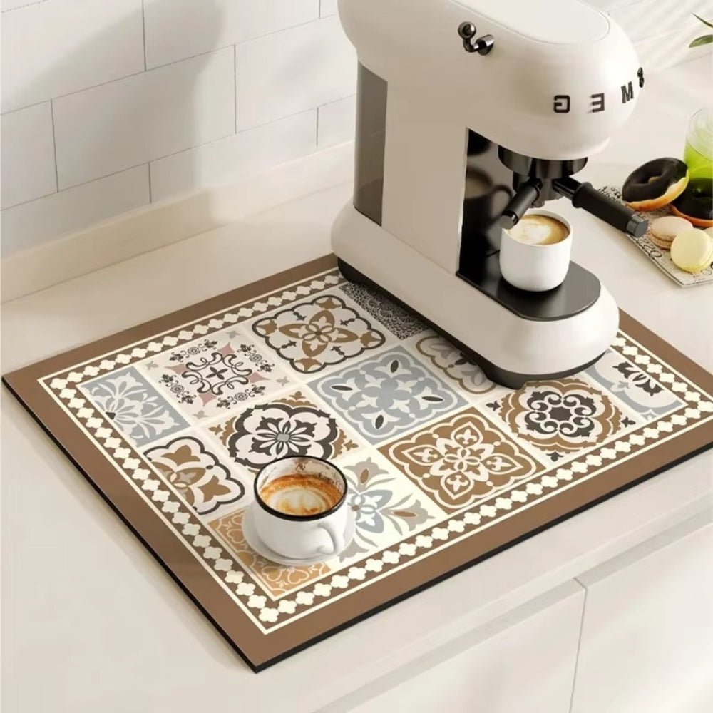 Velzora - Tapis absorbant antidérapant à motif carreaux rétro pour café ou évier
