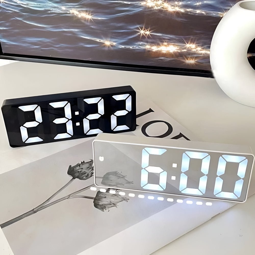 Velzora - Réveil numérique miroir LED design minimaliste en ABS