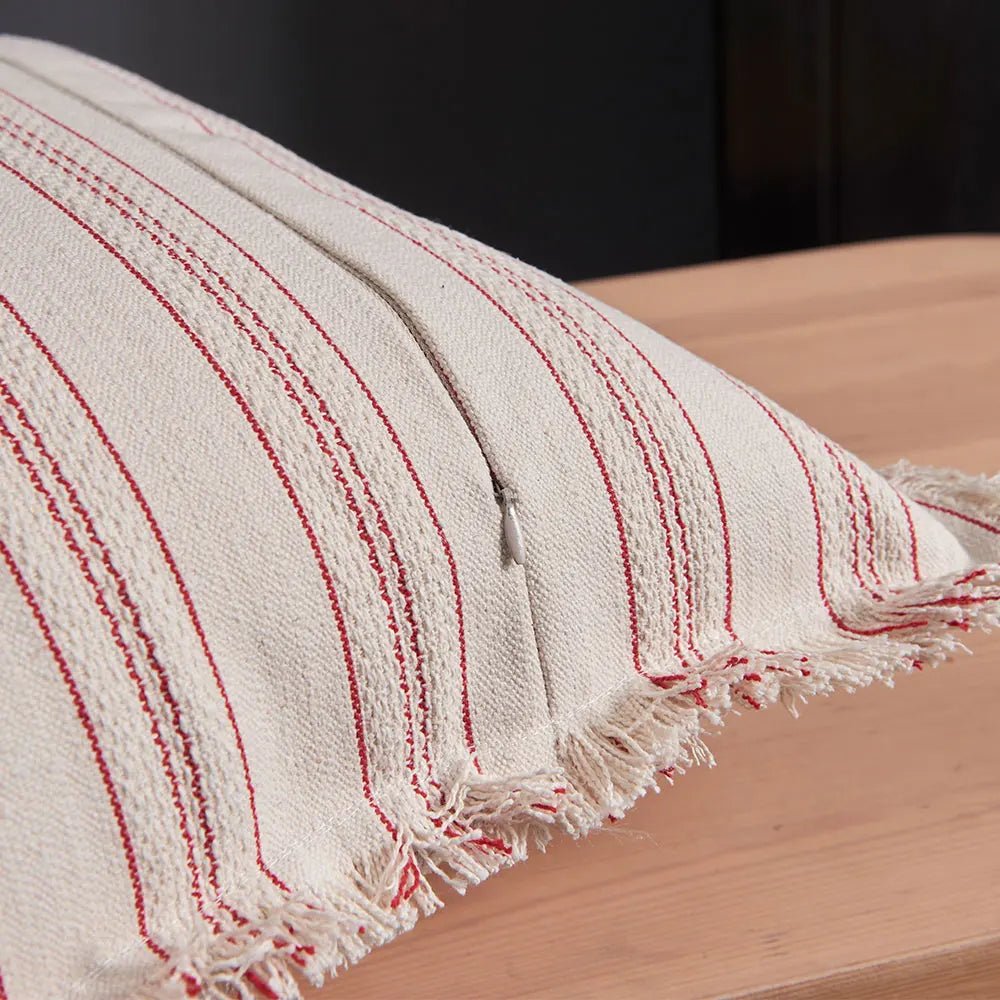 Velzora - Housse de coussin jacquard à franges en coton mélangé | Velzora