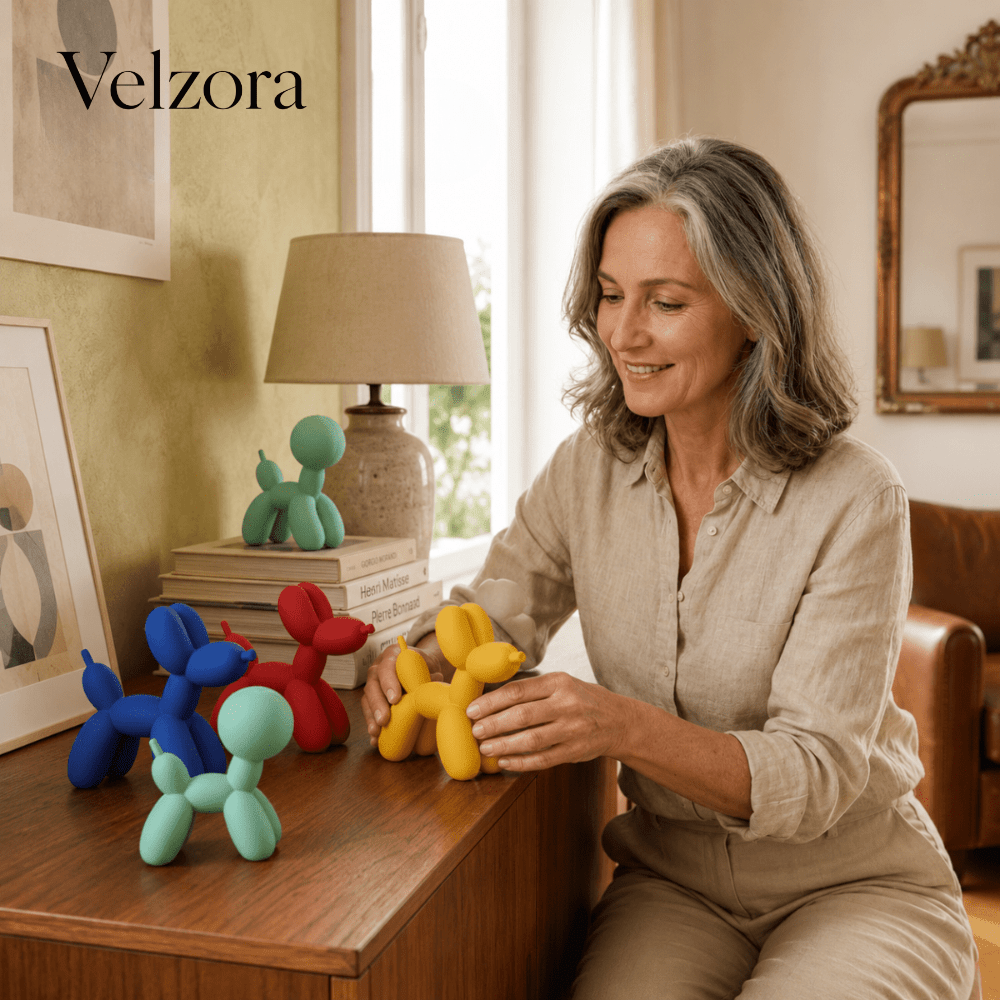 Velzora - Sculpture décorative en résine finition lisse forme ballon chien | Velzora