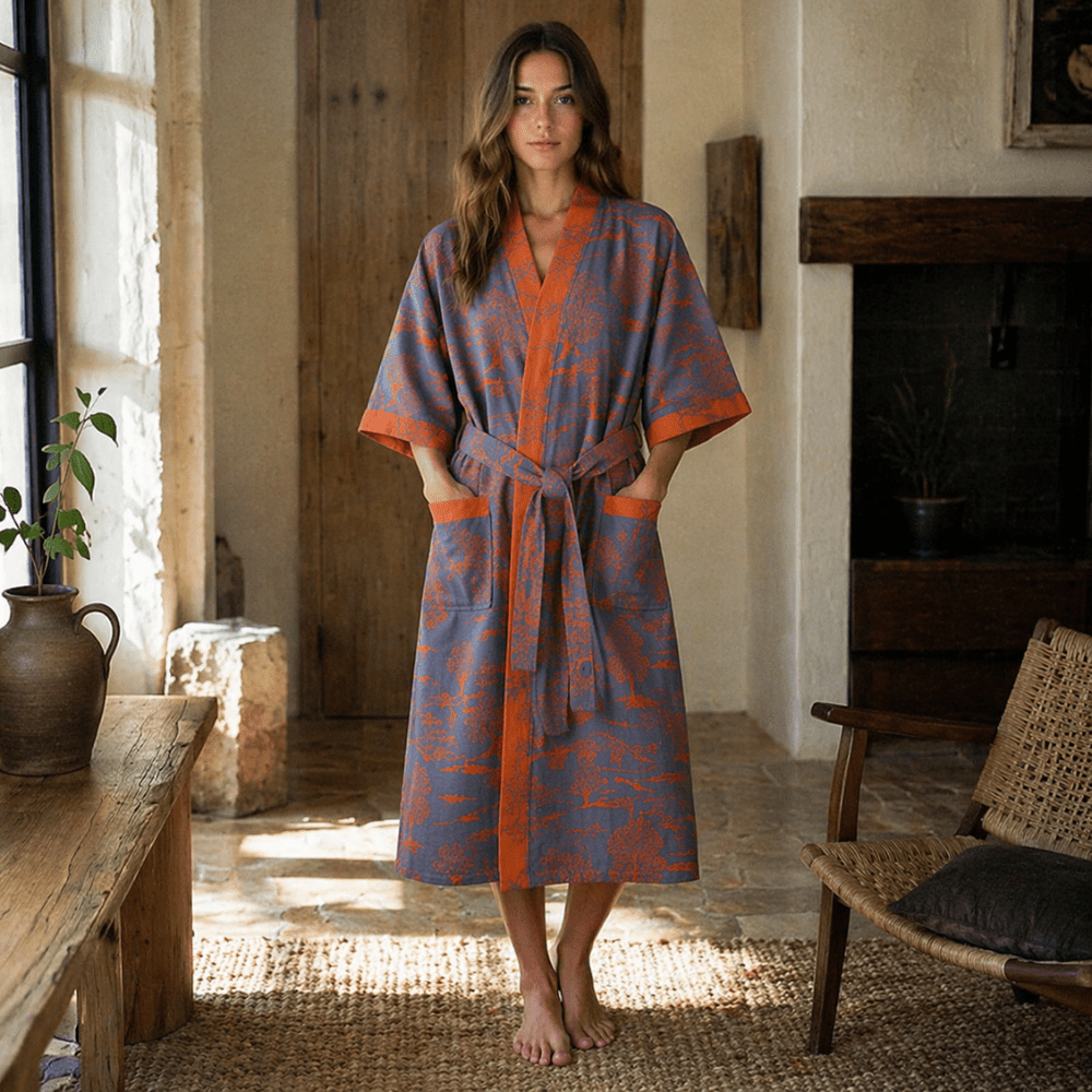 Velzora - Peignoir kimono en coton léger à double gaze | Velzora