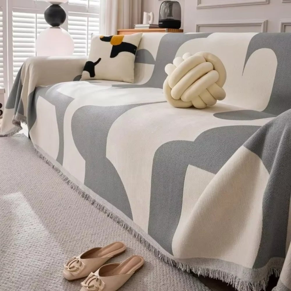 Velzora - Housse de canapé en chenille texturée à motif jacquard bohème | Velzora
