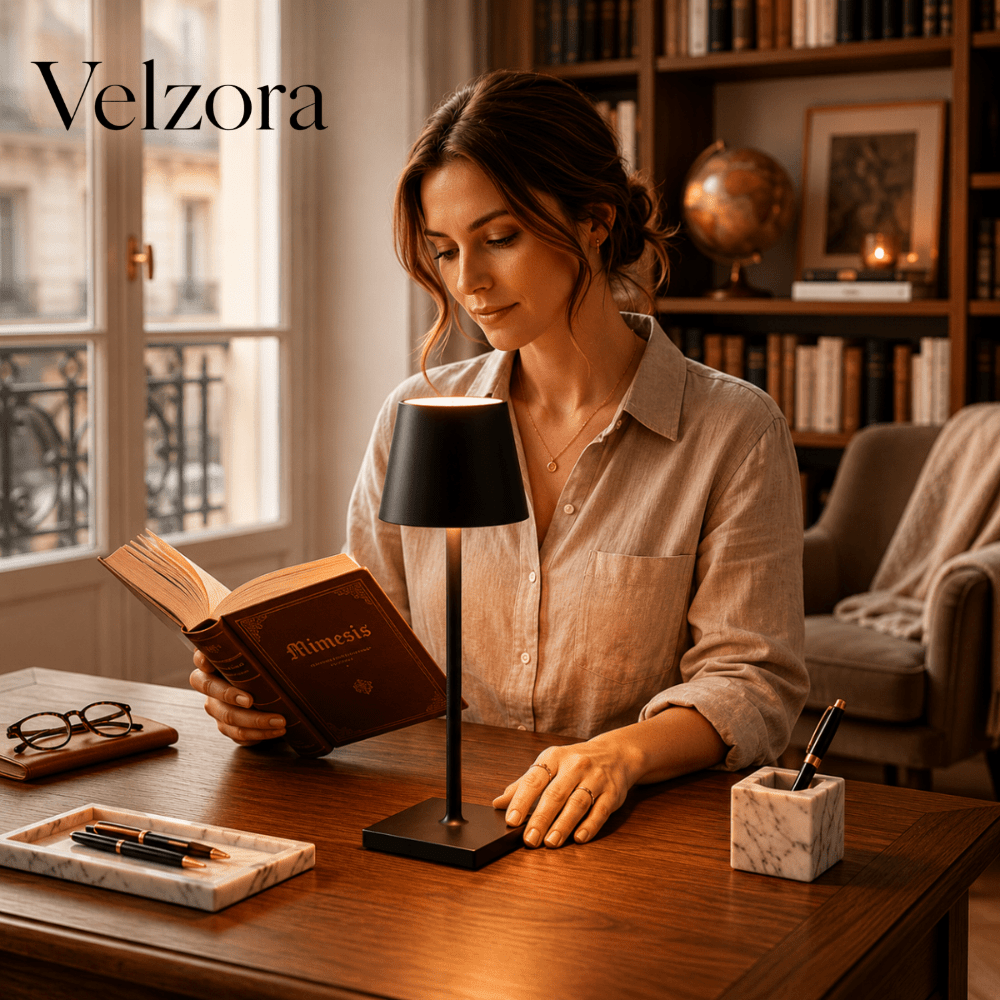 Velzora - Lampe de table rechargeable en aluminium minimaliste | Velzora