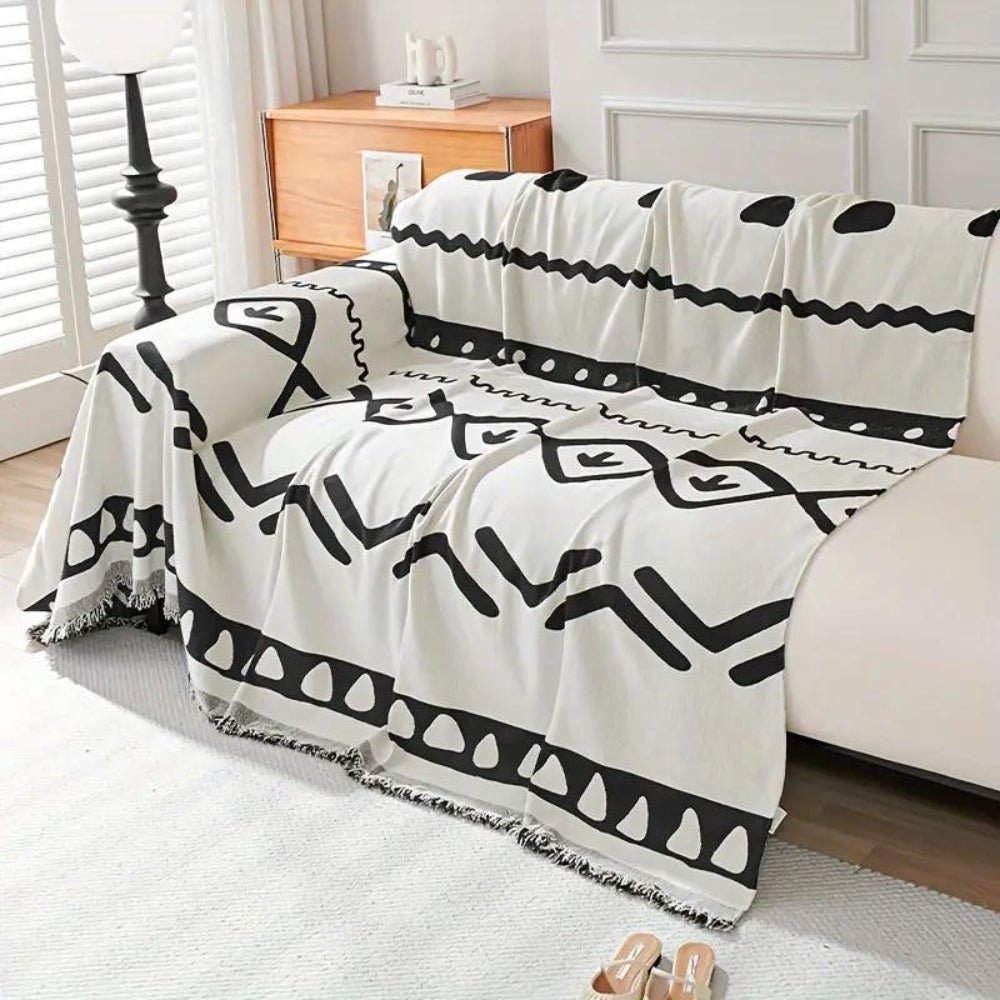 Velzora - Housse de canapé réversible en chenille – Motif bohème texturé | Velzora