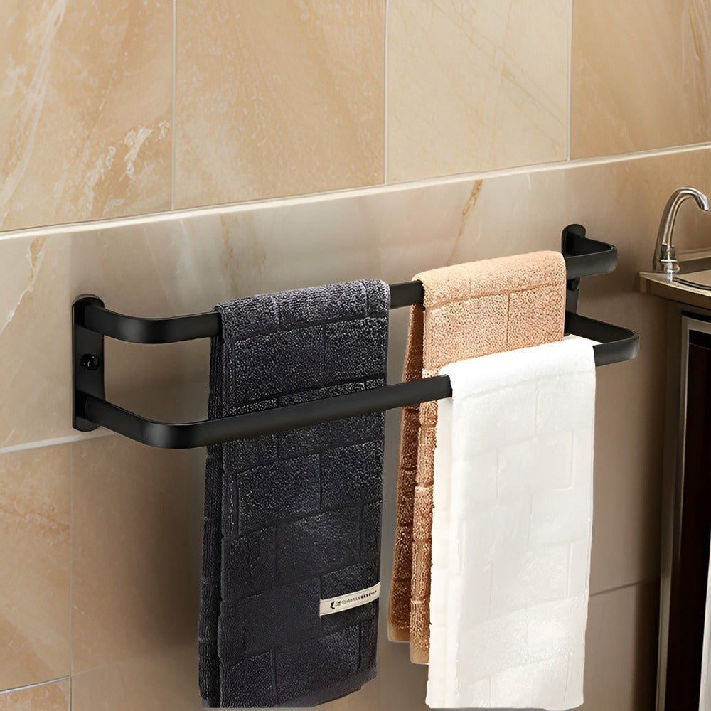 Velzora - Porte-serviettes mural en aluminium noir à design gain de place | Velzora