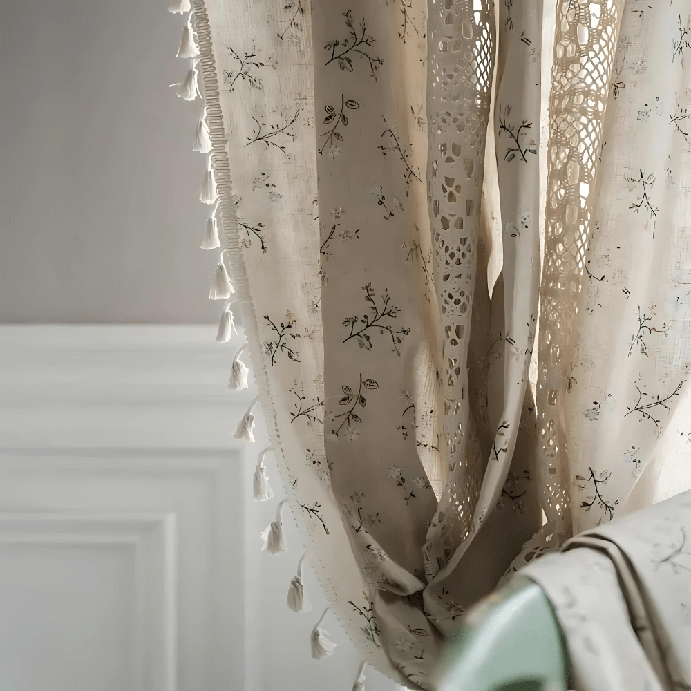 Velzora - Rideau en dentelle florale semi-occultant patchwork