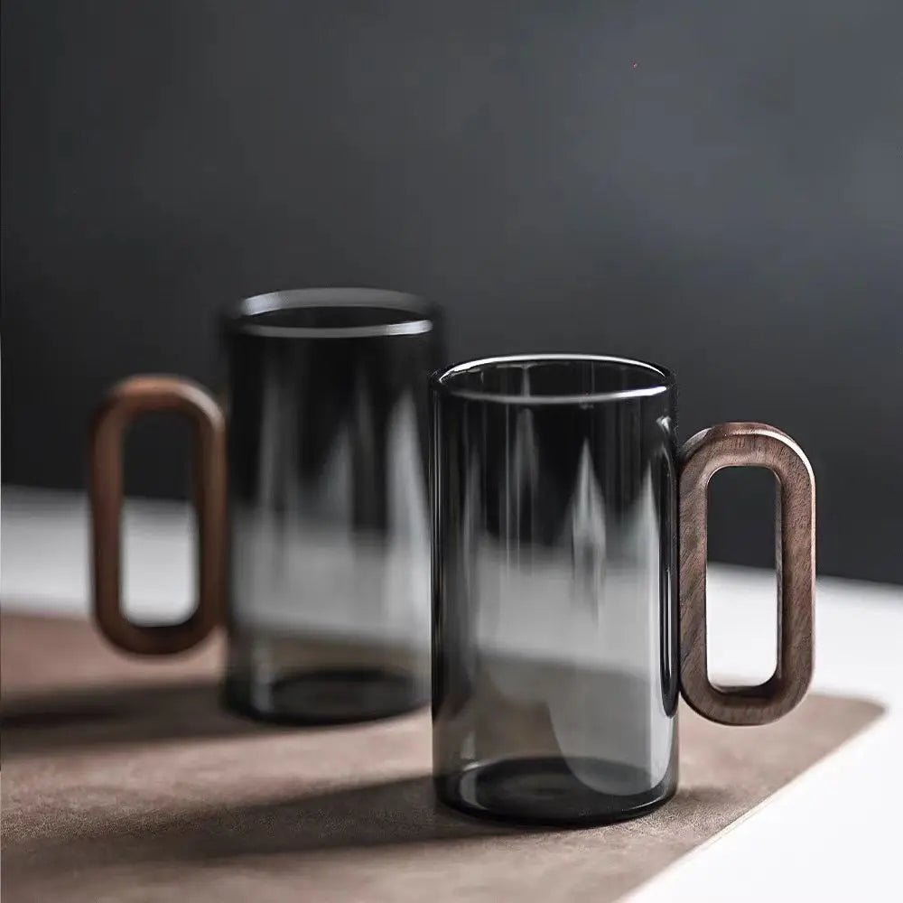 Velzora - Mug en verre borosilicate avec anse en bois naturel | Velzora