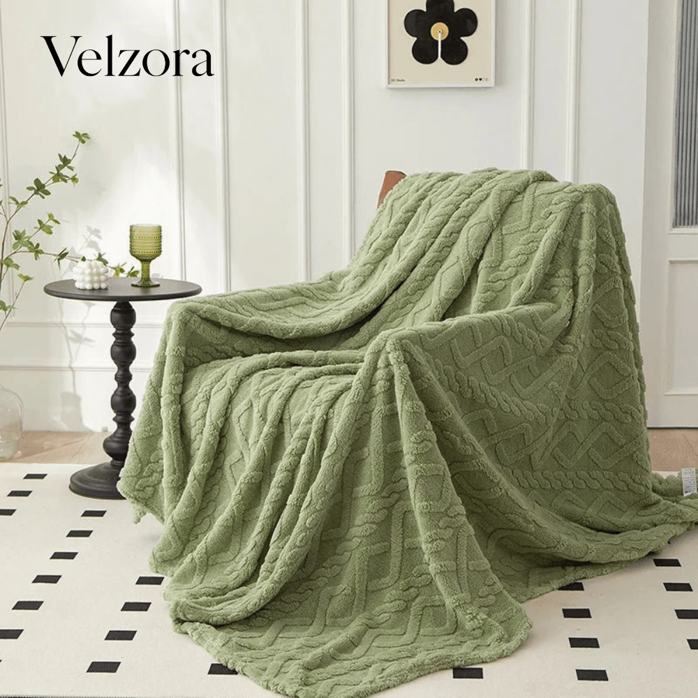 Velzora - Couverture réversible en laine d’agneau épaisse et toucher flanelle | Velzora