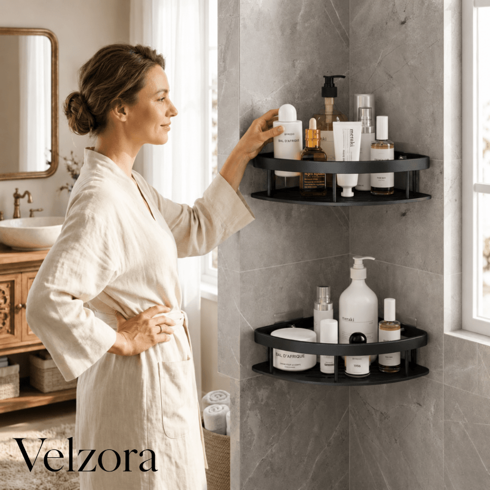 Velzora - Étagère murale en aluminium mat pour douche | Velzora