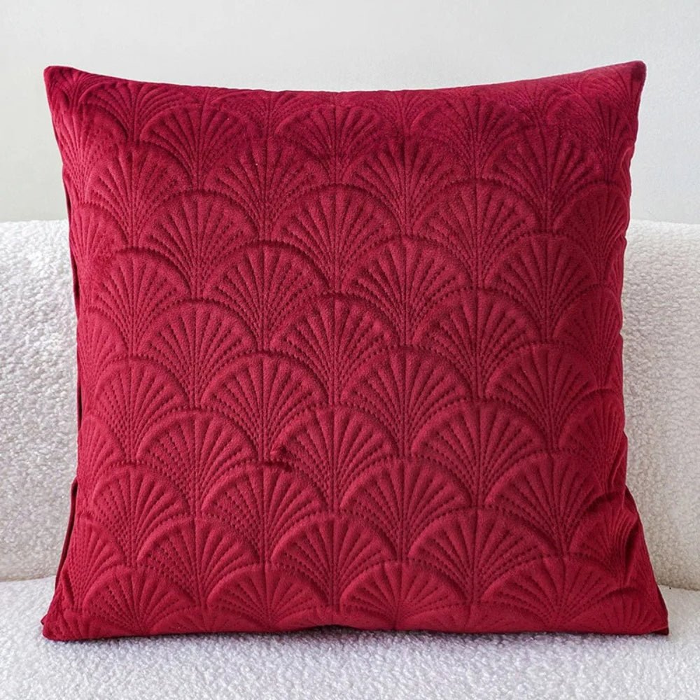 Velzora - Housse de coussin en velours côtier à motif coquillage texturé