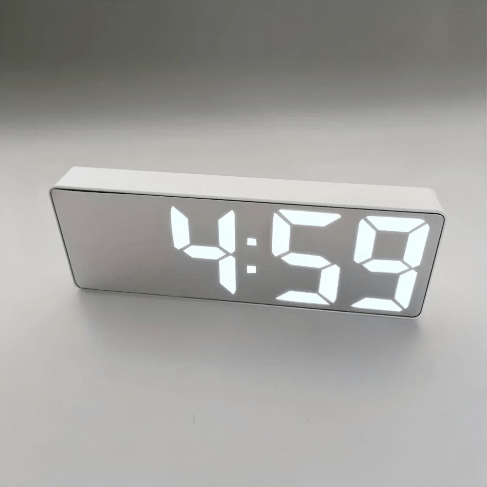 Velzora - Réveil numérique miroir LED design minimaliste en ABS
