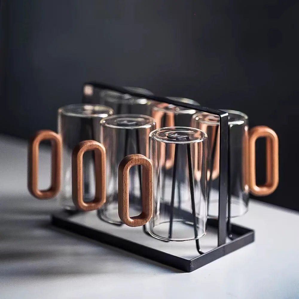 Velzora - Mug en verre borosilicate avec anse en bois naturel | Velzora