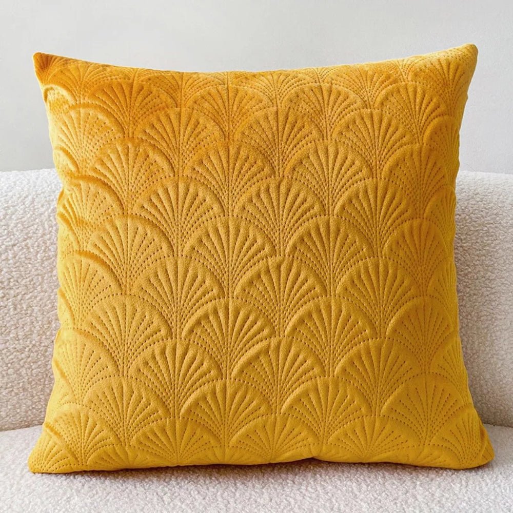 Velzora - Housse de coussin en velours côtier à motif coquillage texturé